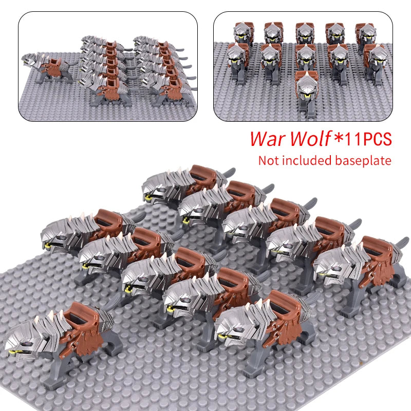 Medieval Military Sets Cavalry Figures War Horse Animals Building Blocks Parts Knight Weapons Accessories Toys for kids gifts