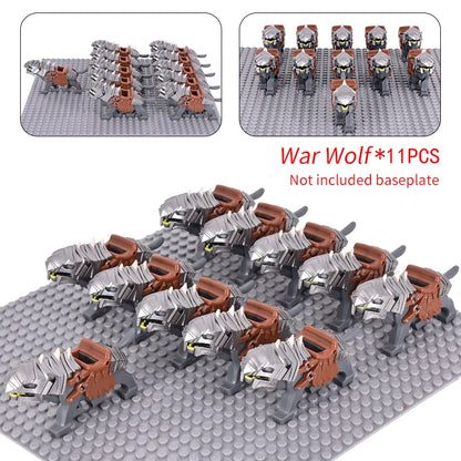 Medieval Military Sets Cavalry Figures War Horse Animals Building Blocks Parts Knight Weapons Accessories Toys for kids gifts