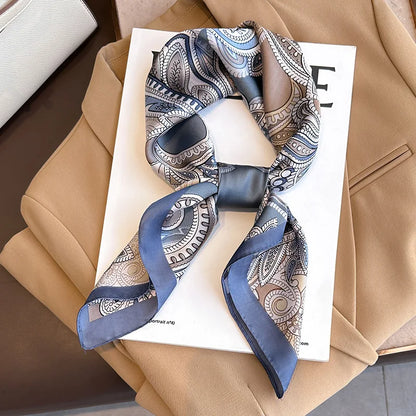 Luxury Brand Silk Square Paisley Scarf Women Satin Neck Hair Tie Band Soft Bandana Neckerchife 2025 Hijab Head Female Foulard