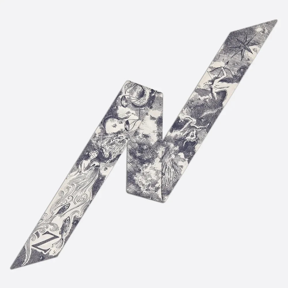 26 Letters Tarot Constellation Bag Scarf Twill Silk Scarves Women New Neckerchief Hair Headbands