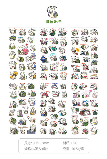 6Pcs/Lot Waterproof Cartoon Transparent Pvc Stickers DIY Hand Account Diary Decorative Stickers Kawaii Phone Cup Stickers