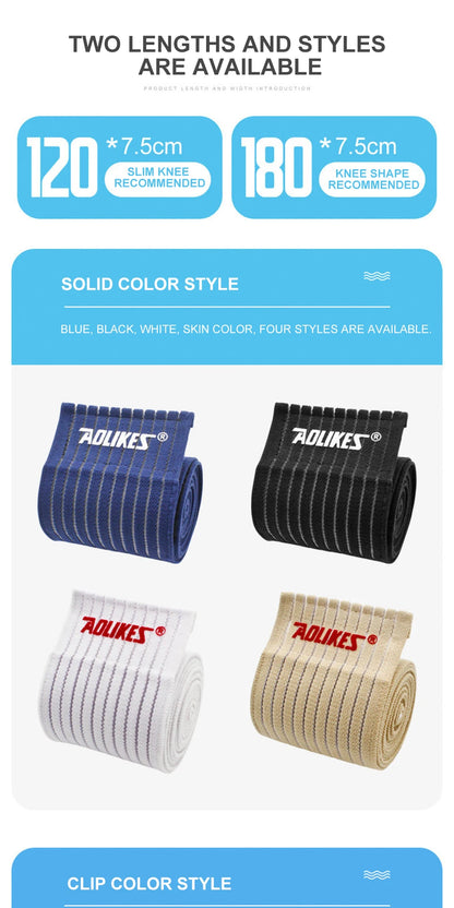 AOLIKES 1PC 40-180CM Elastic Bandage Compression Knee Support Sports Strap Knee Protector Bands Ankle Leg Elbow Wrist Calf Brace
