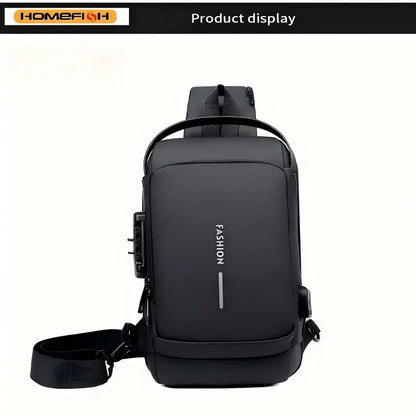 Homefish New Men's Anti Theft Chest Pack with USB Charging for Short Distance School Gym