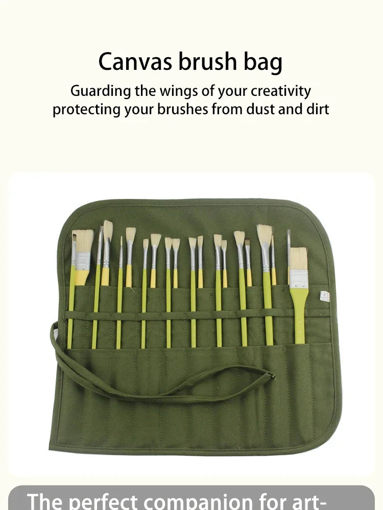 Painting Brushes Canvas Storage Bag,  Slots Watercolour and Gouache Brushes Calligraphy Brushes Storage Bag, Roll up Pen Bag