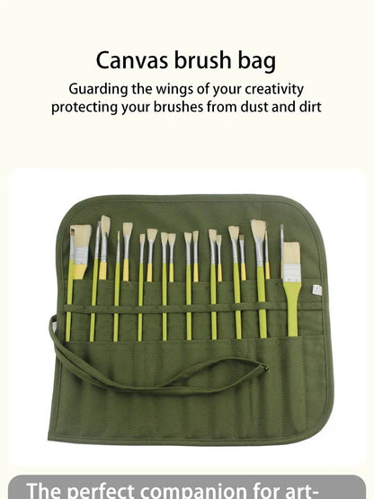 Painting Brushes Canvas Storage Bag,  Slots Watercolour and Gouache Brushes Calligraphy Brushes Storage Bag, Roll up Pen Bag