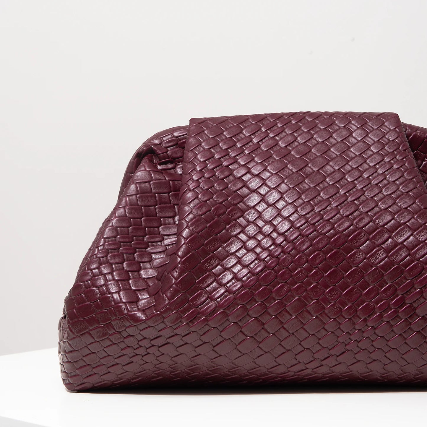 Vintage Artificial Leather Woven Pattern Clutch Bag，Burgundy Bag，Formal Dresses for Women，Large Capacity Women Purse