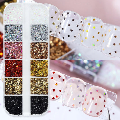 12Grids Mixed Mini Christmas Gems Nail Charms 2mm Luxury Crystal Nail Glitter Rhinestone Red/Green Flatback Christmas Nail Parts