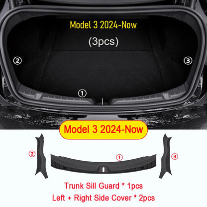 USVOTOV for Tesla Model Y Juniper Launch Model 3 2025 2026 Trunk Sill Guard Cargo Mat Rear Bumper Protector TPE Pads Accessories