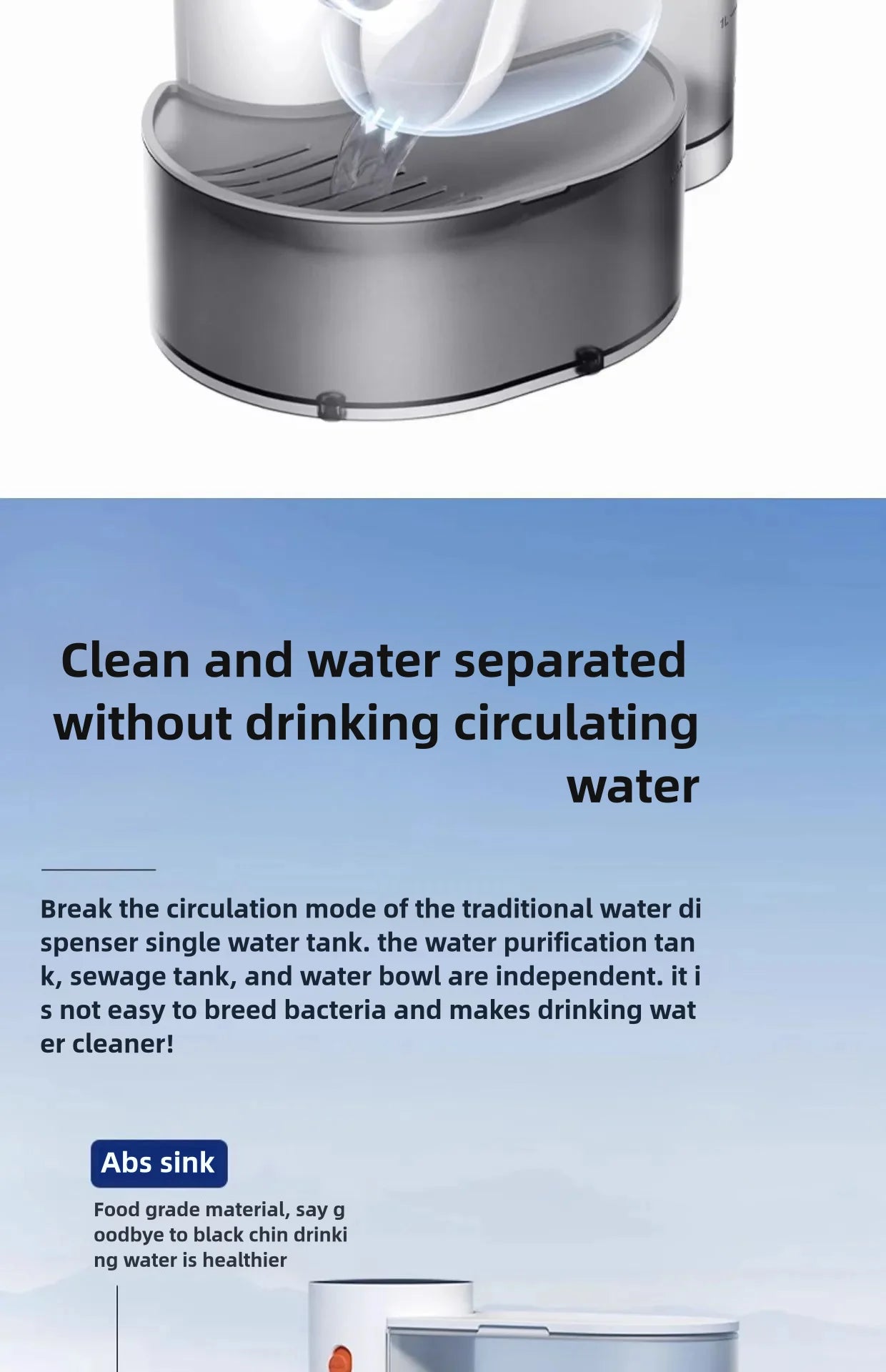 Pet water dispenser, dog and cat water dispenser, dumping cat water dispenser, running water charging automatic water feeder