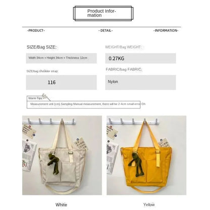 Waterproof nylon bag, large capacity, lightweight, multi-functional women's bag, one-shoulder crossbody bag, student class tutor