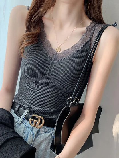 Thermo Thick Slimming Undershirt Thermal Underwear Inner Vest For Women Warm Winter Sexy Lace Sleeveless Tank Tops Padded Bra