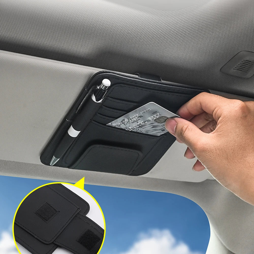 JFBONIN Car Visor Organizer Multi-Pocket Pouch Bag Card Glasses Storage Holder Scratch-resistant Auto Visor Holder For Car