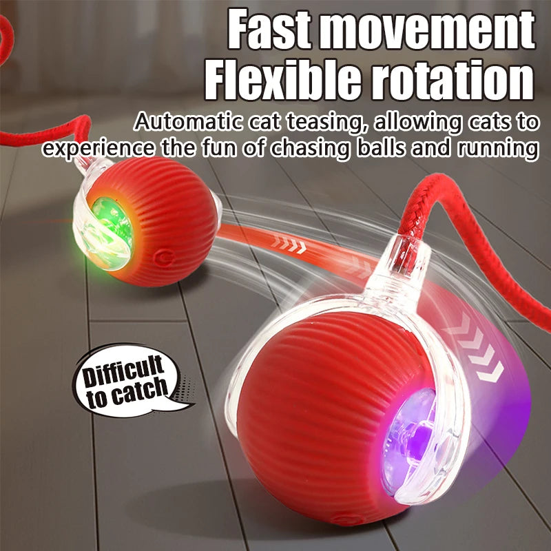 Smart Cat Toys Automatic Rolling Ball Fake Tail Rechargeable Electric Pet Interactive Toy Cat Training Imitate Mouse Tail