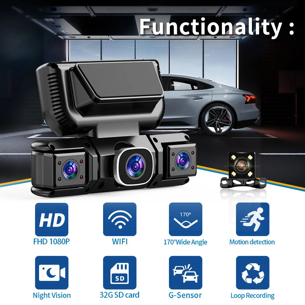 New WIFI 4Channel 360 Degree  Car Dvr 1080P Video Recorder WiFi APP Dashcam 24h Parking Monitor Rear View Camera Car Recorder