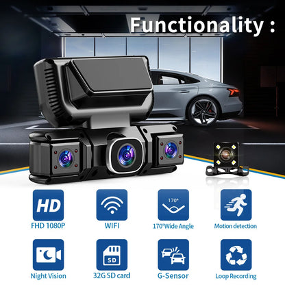 New WIFI 4Channel 360 Degree  Car Dvr 1080P Video Recorder WiFi APP Dashcam 24h Parking Monitor Rear View Camera Car Recorder