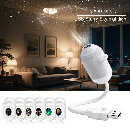 Explosive USB Starry Sky Projection Light for Car Interior, Home, Bedroom, Nightlight, Romantic Galaxy Atmosphere Light