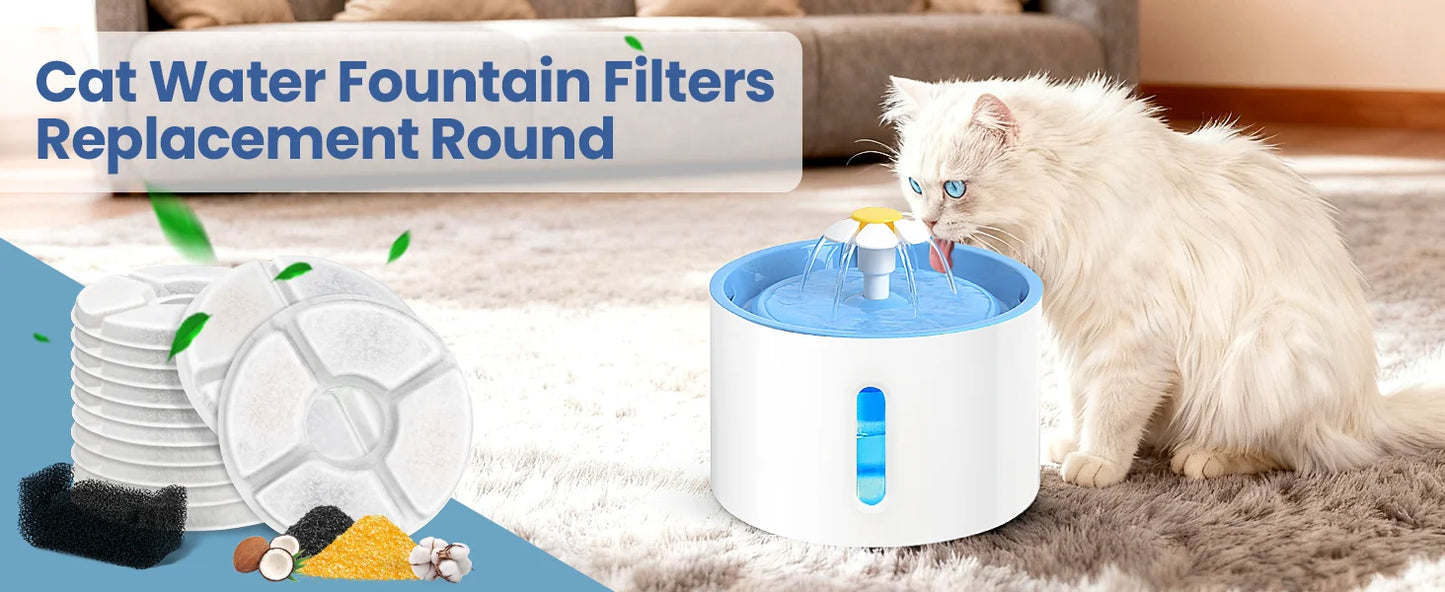 Replacement Activated Carbon Filter set 4/8/12pcs for Cat Water Drinking Fountain Replaced Filters Flower Pet Dog Round Fountain