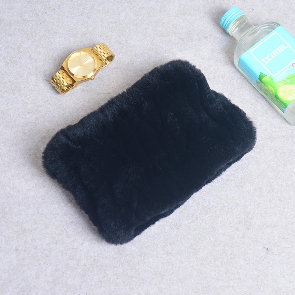 Women Handmade Stretch 100% Real Rabbit Fur Scarf Knit Genuine Rex Rabbit Fur Headbands Girls Natural Rabbit Fur Ring Scarves