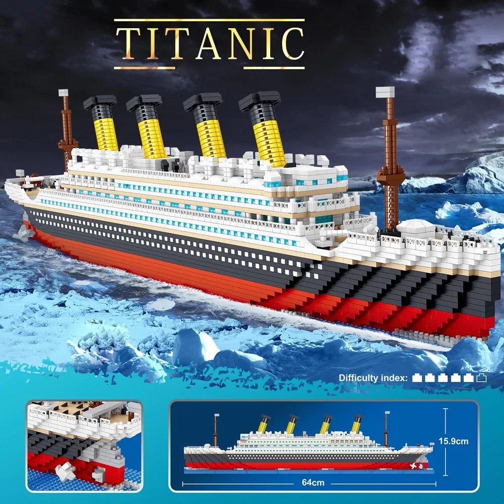 KNEW BUILT 6 Kinds Titanic Model Cruise Ship Building Block for Adult Micro Mini Brick Toy Perfect Gift Entertainment Decoration