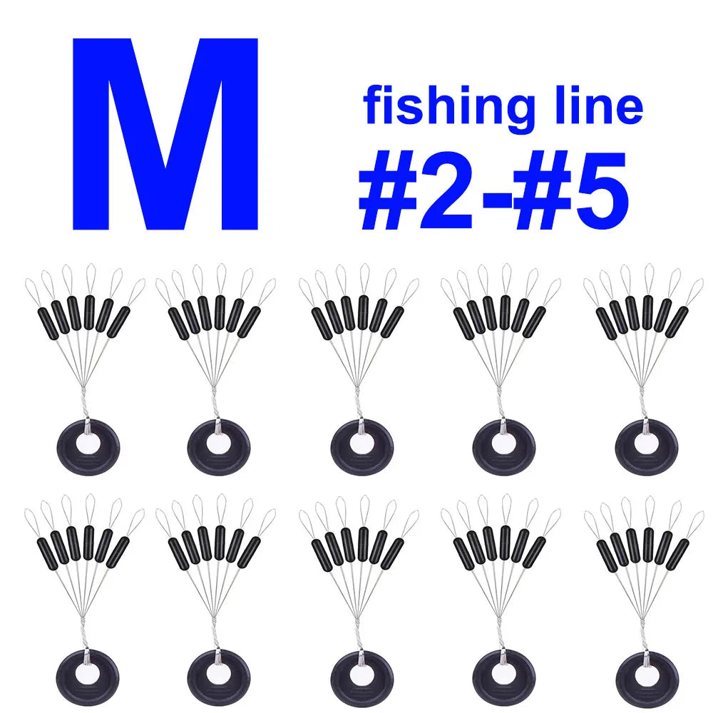 60 pcs 10 Group Rubber Silicon Space Bean Profession Fishing Float Resistance Anti-Strand fishing Line gear Connector Stopper