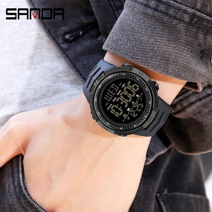 SANDA 6014 Countdown Waterproof Digital Mens Wristwatches Military Sport Watch for Men Clock Shockproof Relojes Para Hombre