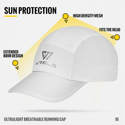 WRELS Running Cap Lightweight Mesh Brim Tennis Cap Breathable Quick Dry Sunscreen Hat Adjustable UV Protection Baseball Cap