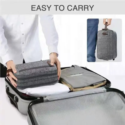 Foldable Men's Travel Toiletry Bag, Large Capacity Oxford Cloth Waterproof Bag, Double-Layer Storage for Cosmetics & Toiletries
