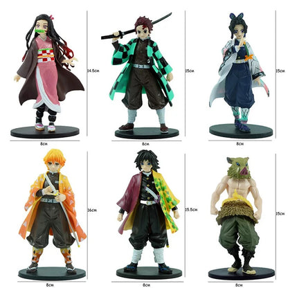 Anime Figure Kamado Tanjirou Nezuko Demon Slayer Figure Action Figures PVC Model Toys Zenitsu Figurine Inosuke Kimetsu No Yaiba