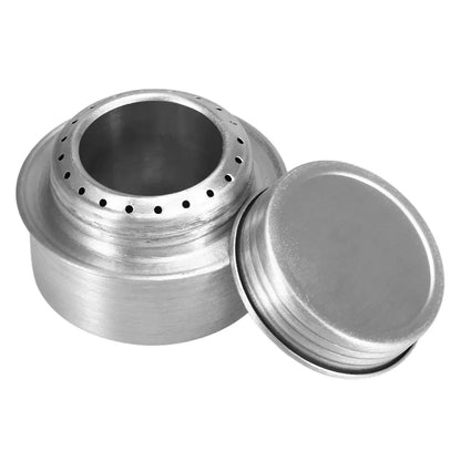 Portable Mini Aluminum Alloy Alcohol Camping Stove with Lid for Outdoor Hiking and Backpacking