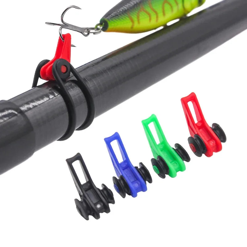 10PCS Fishing Bait Holder Hooks with Safety Keeper Plastic Lure And 2 Rubber Rings Fishing Rod Pole Tackle for Angling