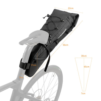 OFFBONDAGE Bicycle Saddlebag Waterproof 15L Large Capacity Bike Bag Cycling Tail Bag MTB Foldable Rear Bag Bike Road Luggage