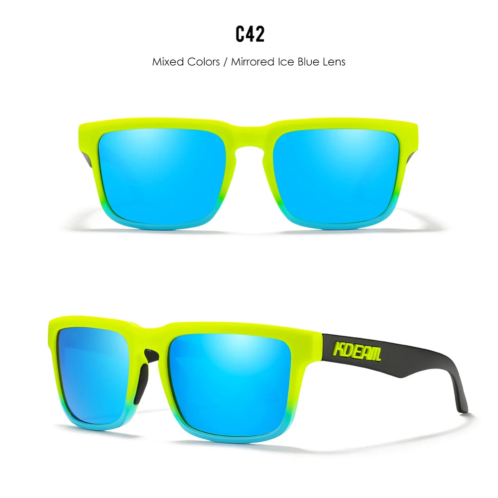 KDEAM Men's Polarized Sunglasses Square Casual Outdoors Sun Glasses Women Unisex Sunglass For Couple With Zipper Case