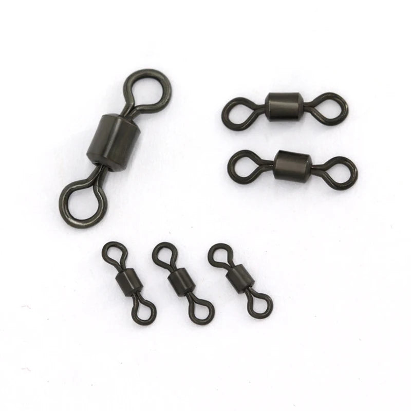 50Pcs Carp Fishing Swivel Rolling Barrel Snap Matte Black Lure Hook Line Connector Fishing Tackle Supplies Accessories Pesca