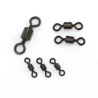50Pcs Carp Fishing Swivel Rolling Barrel Snap Matte Black Lure Hook Line Connector Fishing Tackle Supplies Accessories Pesca