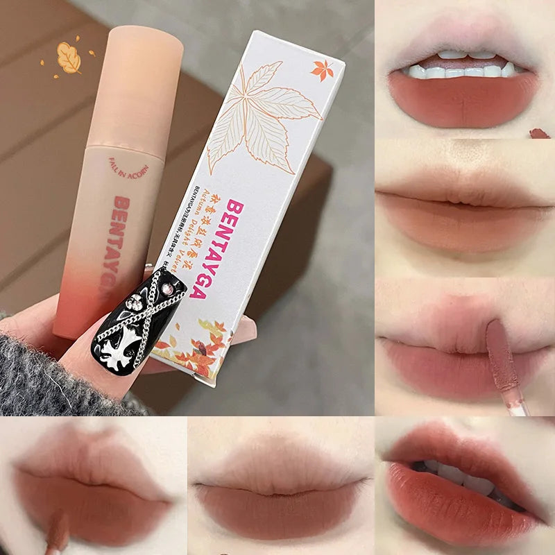 BENTAYGA Autumn Velvet Lip Mud — Matte Finish, Skin-Tone Enhancing Lip Tint, Versatile Nude Makeup, Budget-Friendly for Students