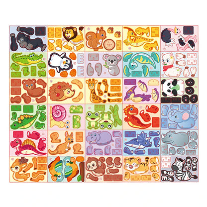 30Pcs3D Dinosaur Jungle Animal Paper Puzzle Set Creative Cartoon Design Learning and Entertainment Puzzle Education