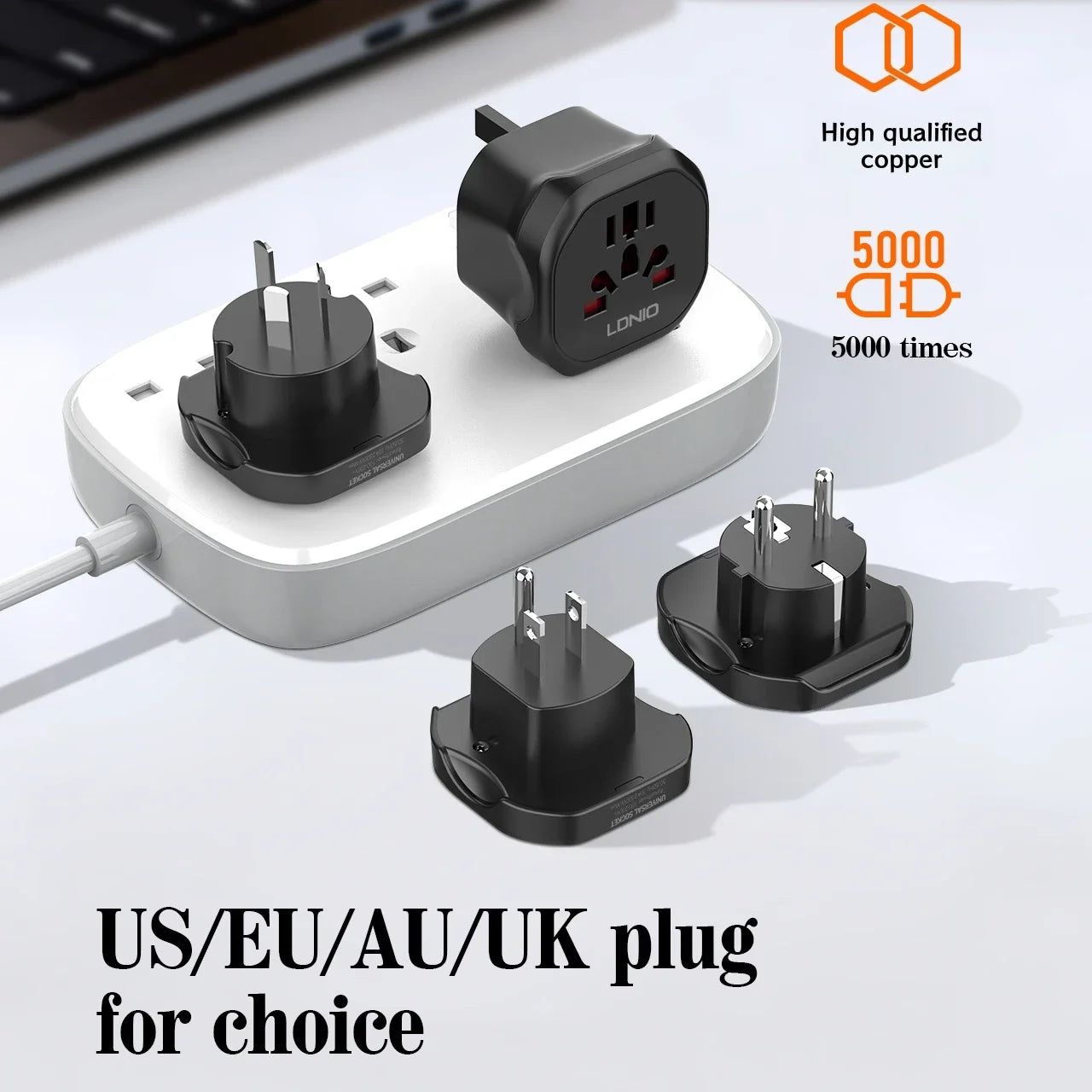 LDNIO Z7 Universal Outlet EU UK AU US KR Plug Converter Home Travel Socket Adapter Compatible With 200+ Countries Portable Trip