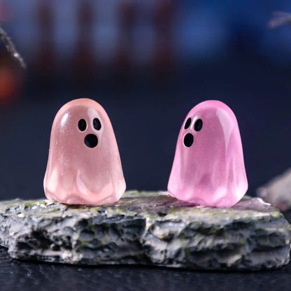 10pcs Creative Luminous Little Ghost Cute Beads DIY Decorative Pendant Accessories Miniature Micro Landscape Halloween Ornament