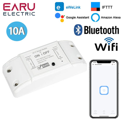 Tuya eWeLink WiFi ZigBee 10A DIY Mini WiFi Smart Light Switch Breaker Module Voice Wireless Remote Control for Alexa Google Home
