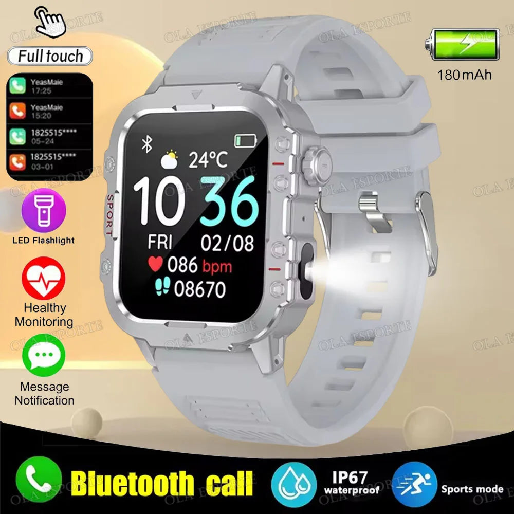 2025 New Military Smart Watch Men IP67 3ATM Waterproof Outdoor Sports Fitness Tracker Health Monitor 1.44Inch BT Call Smartwatch