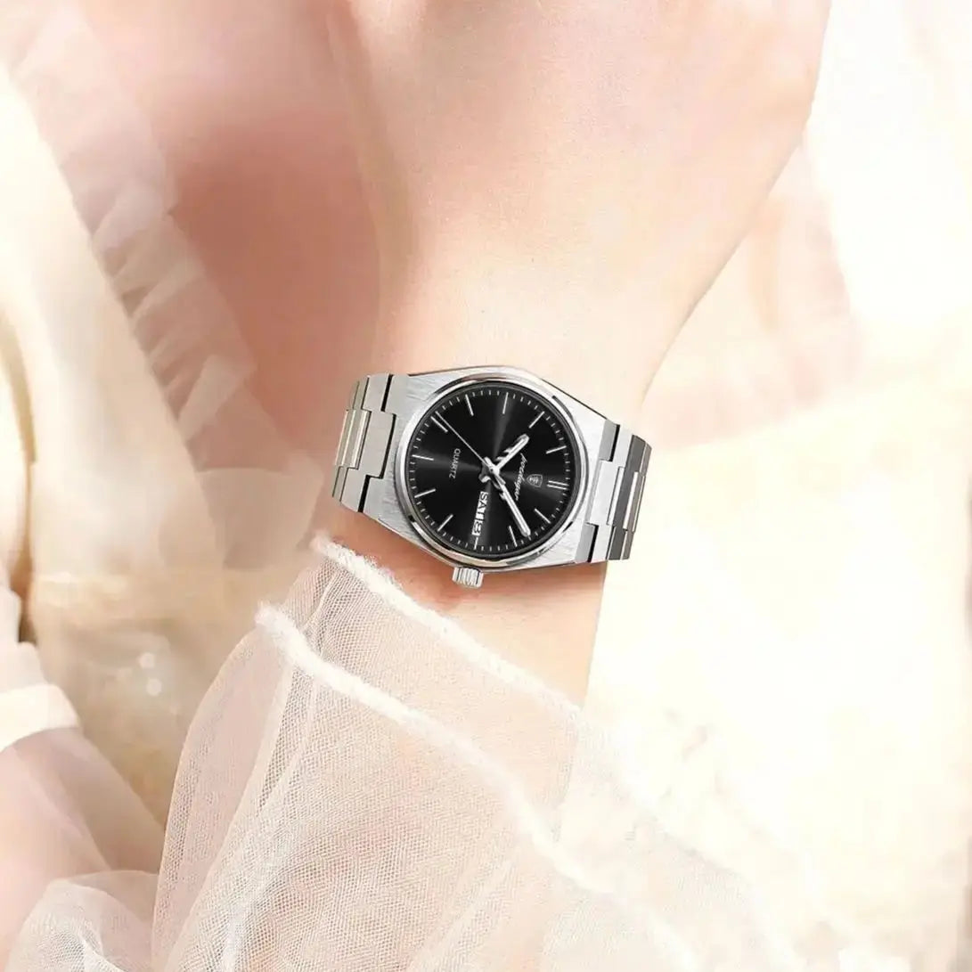 POEDAGAR Elegant Woman's Watch Date Week Waterproof Luminous Ladies Clock Quartz Stainless Steel Fashion Watches For Women Reloj