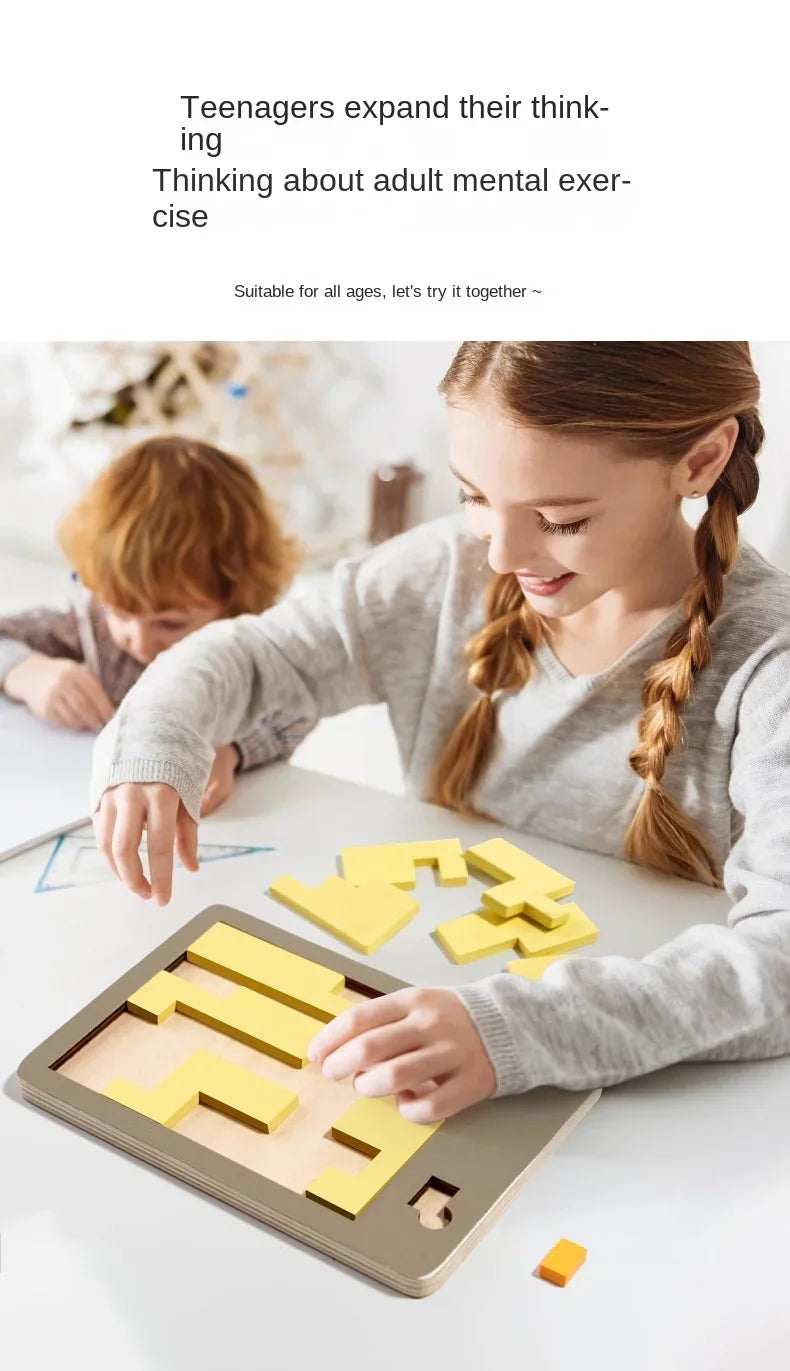 Wooden Geometric Puzzles Challenge Impossible Brain Burning Decompression IQ Mind Brain Teaser Jigsaw Puzzle for Adults Kids