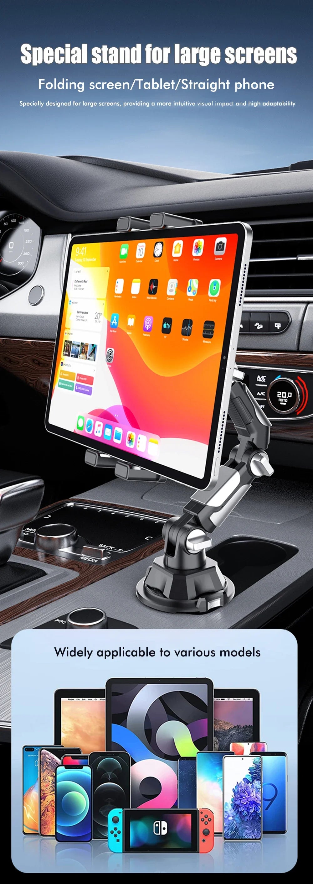 Car Cup Holder Phone Tablet Mount 360 Rotation Flexible Arm Stand For iPhone Android iPad Auto Interior Accessory Daily Use