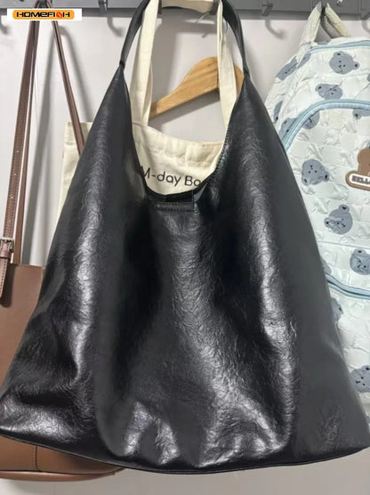 Homefish New Tote bag 100 hand bill of lading shoulder women's bag retro simple large bag Tote bag