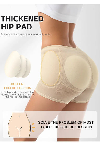 Women 4-Pad Butt Lifter Panties High Waist Tummy Control Shapewear Hip Enhancer Mesh Briefs Belly Slimming Body Shaper Shorts