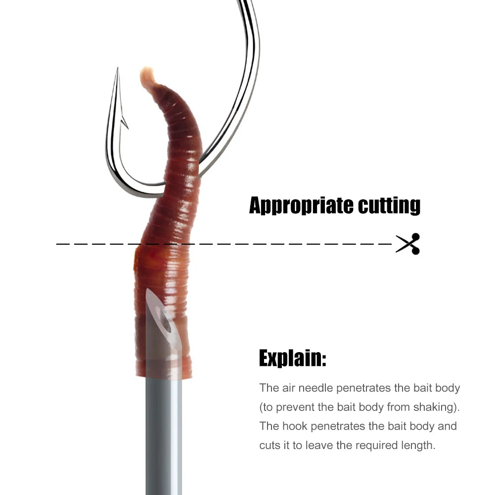5-20Pcs Earthworm Hooking Needle Stainless Steel Earthworm Gas Needle Portable Hollow Fishing Worm Penetrating Driller Fish Tool