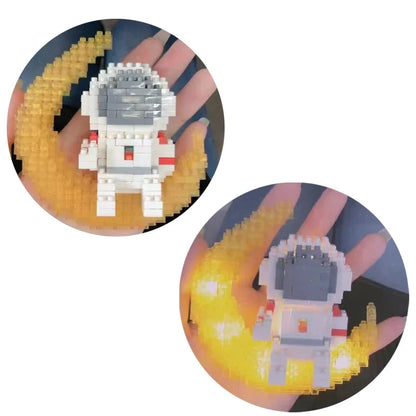 Knew built Luminous Astronaut Moon Micro brick Building Blocks Set Educational Toys LED Light Technology Bricks for Adults