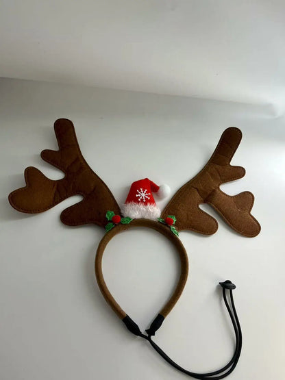 Christmas Decoration Pet Headwear Party Dress Up Antlers Hair Hoops Pet Supplies Christmas Hat Headbands Dog Elk Hair Hoops