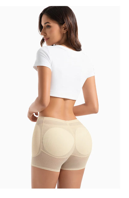 Women 4-Pad Butt Lifter Panties High Waist Tummy Control Shapewear Hip Enhancer Mesh Briefs Belly Slimming Body Shaper Shorts