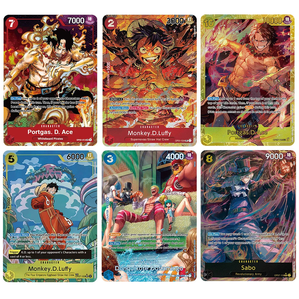 One Piece OPCG Anime Card English Version Sabo/Portgas.D.Ace/Monkey.D. LUFFY Game Anime Collection Proxy Cards Collection Cards